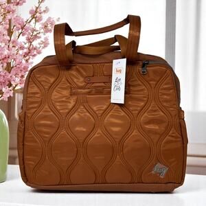 Lug Aviator Copper Quilted Tote Bag Tropical Lining Travel Multi Carry All